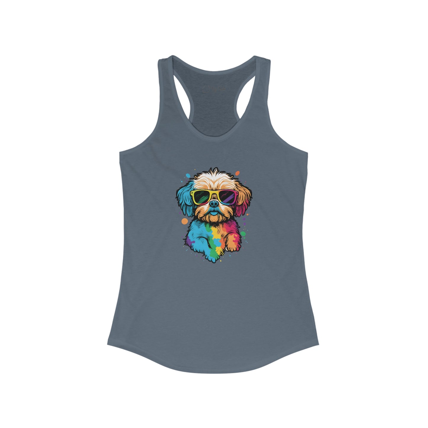 Dog with Sunglasses Racerback Tank 003