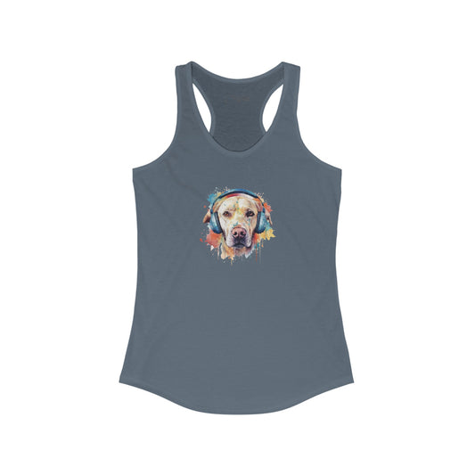 Labrador Retriever with Headphones Racerback Tank