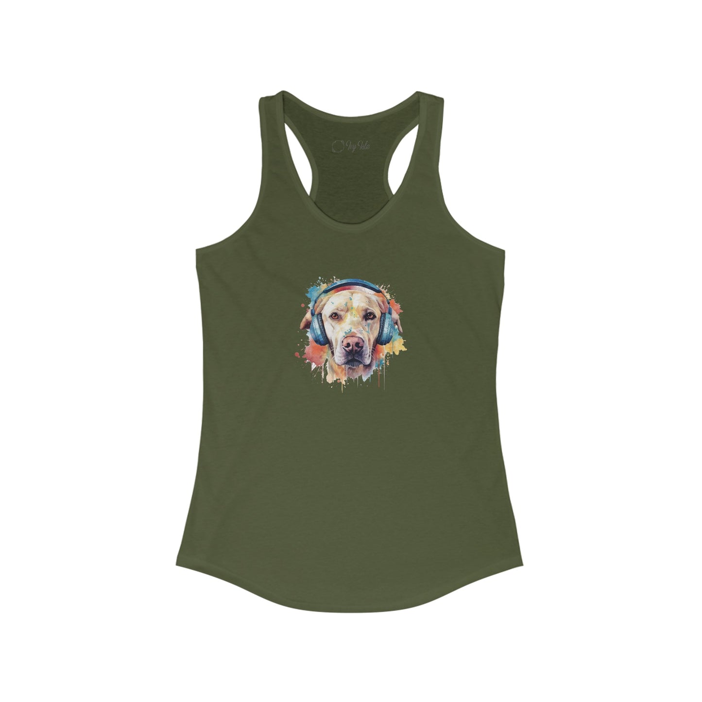 Labrador Retriever with Headphones Racerback Tank