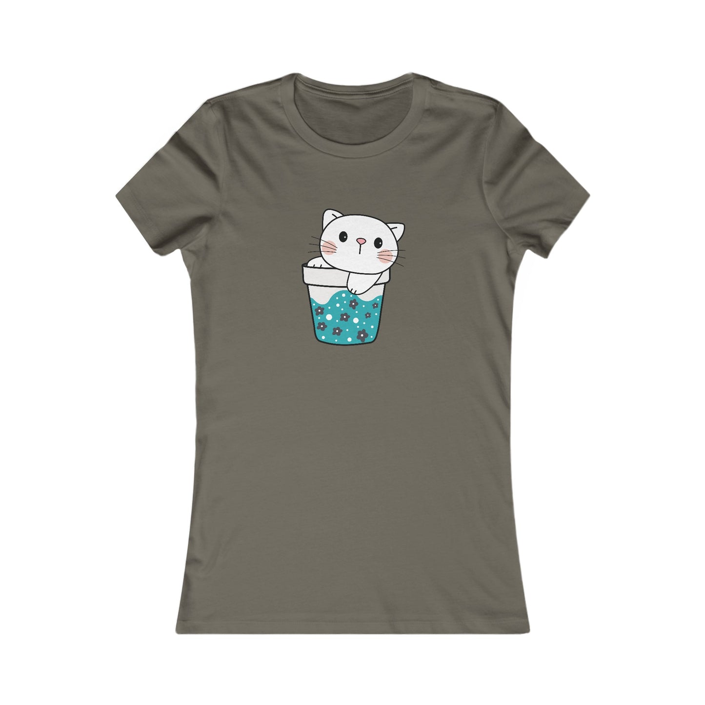 Cute Cat Cup Fitted Tee