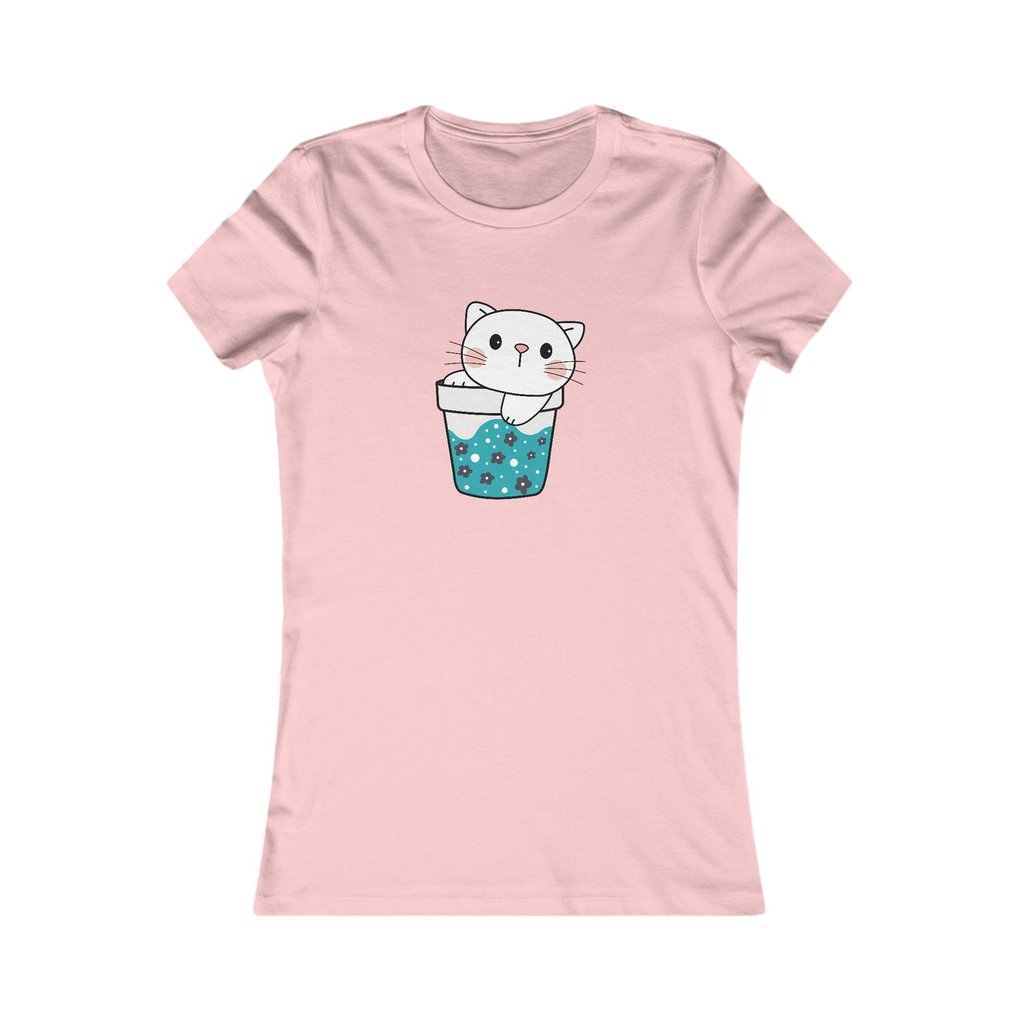 Cute Cat Cup Fitted Tee