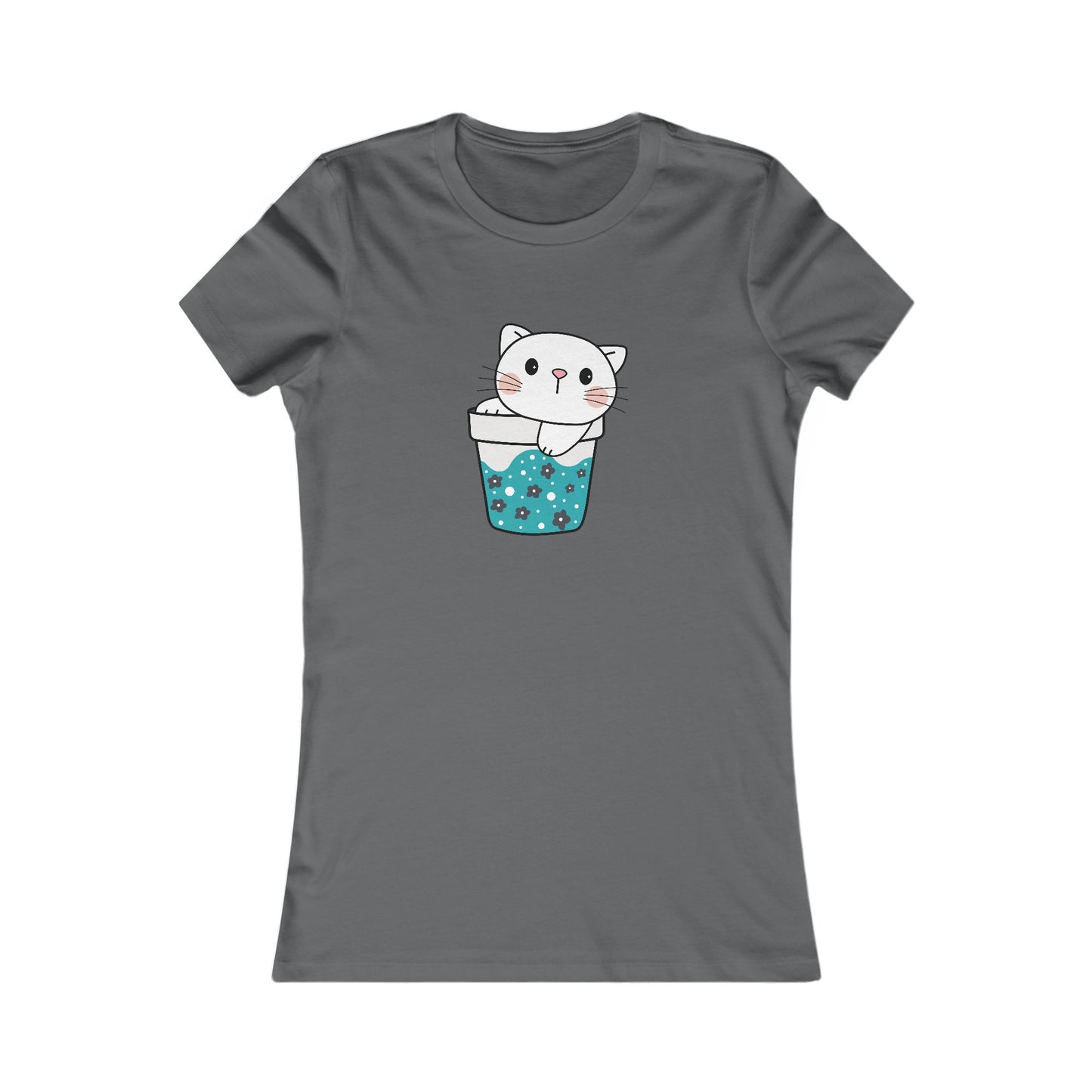 Cute Cat Cup Fitted Tee