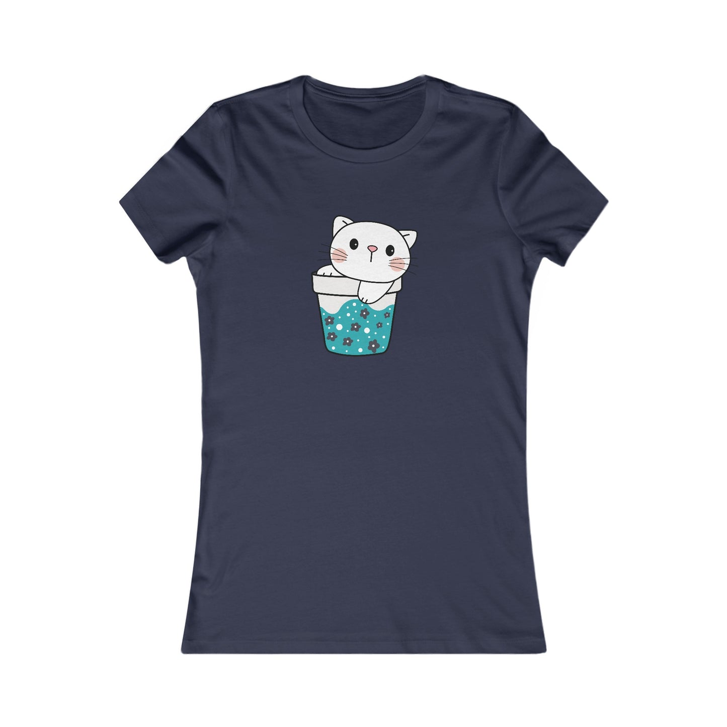 Cute Cat Cup Fitted Tee