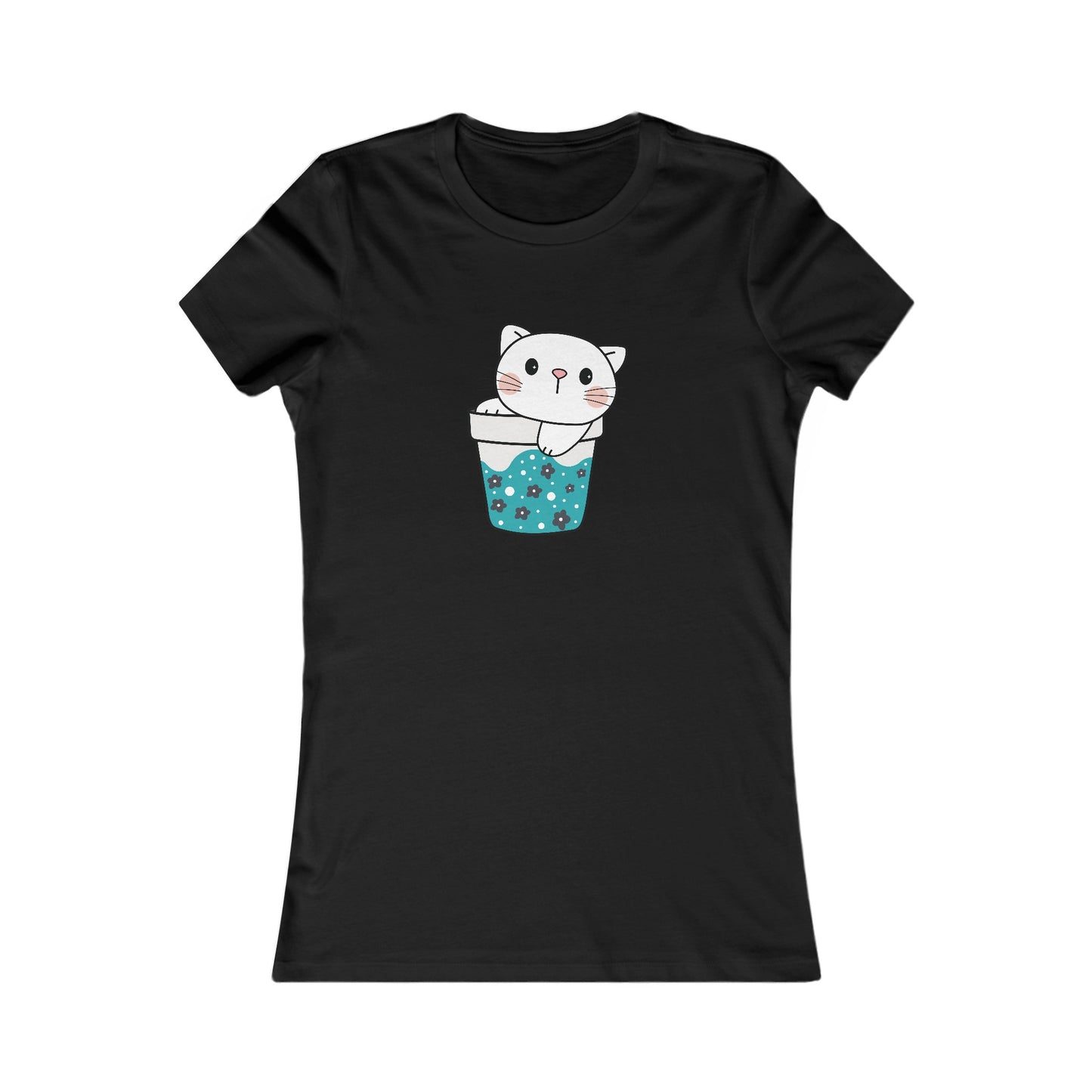 Cute Cat Cup Fitted Tee
