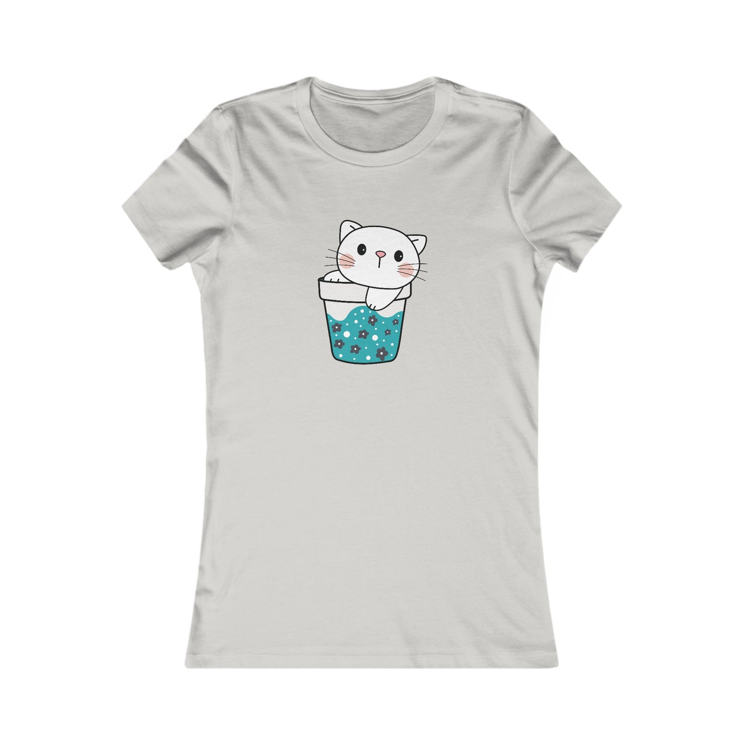 Cute Cat Cup Fitted Tee