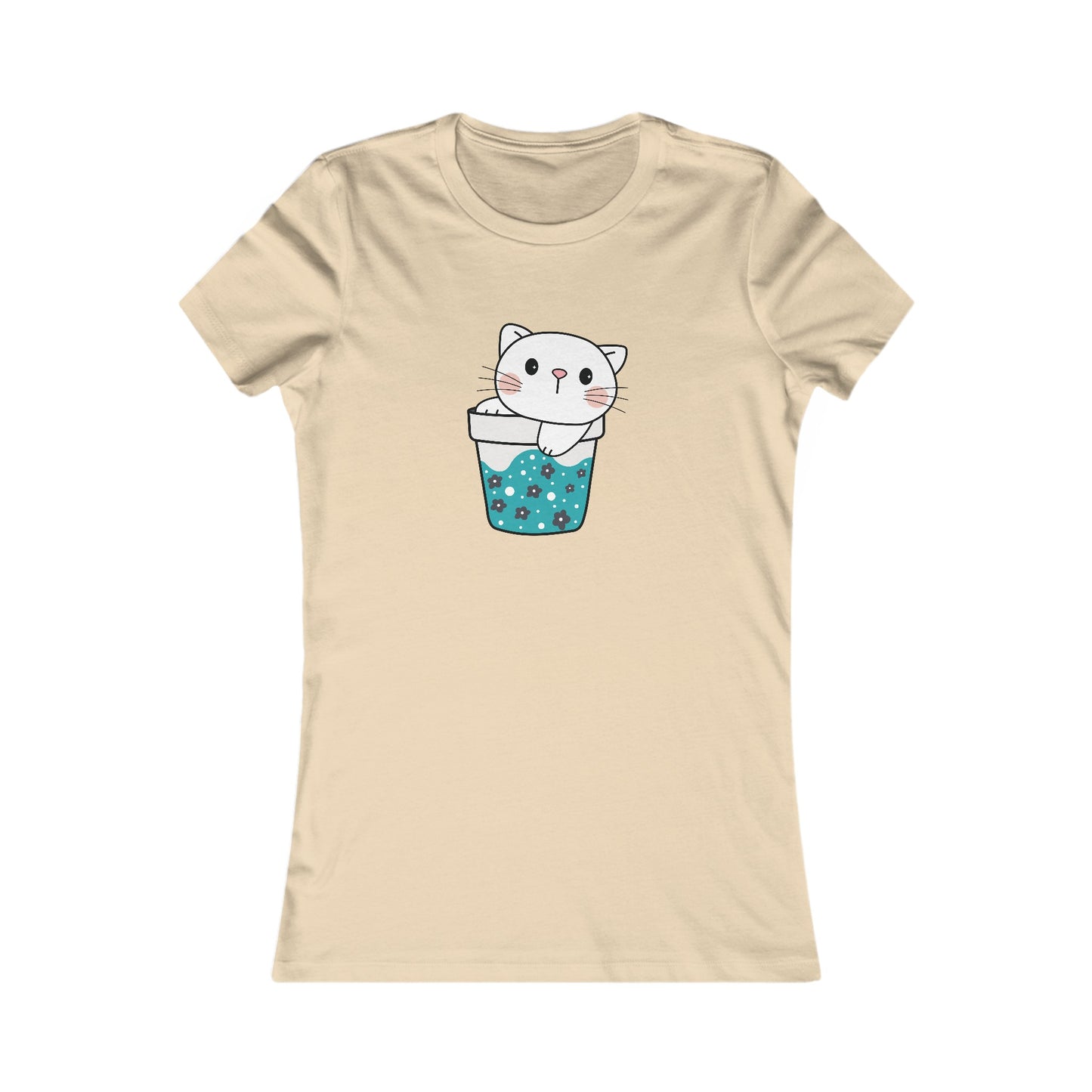 Cute Cat Cup Fitted Tee