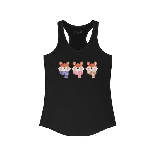Cute Foxes in Scarves Racerback Tank