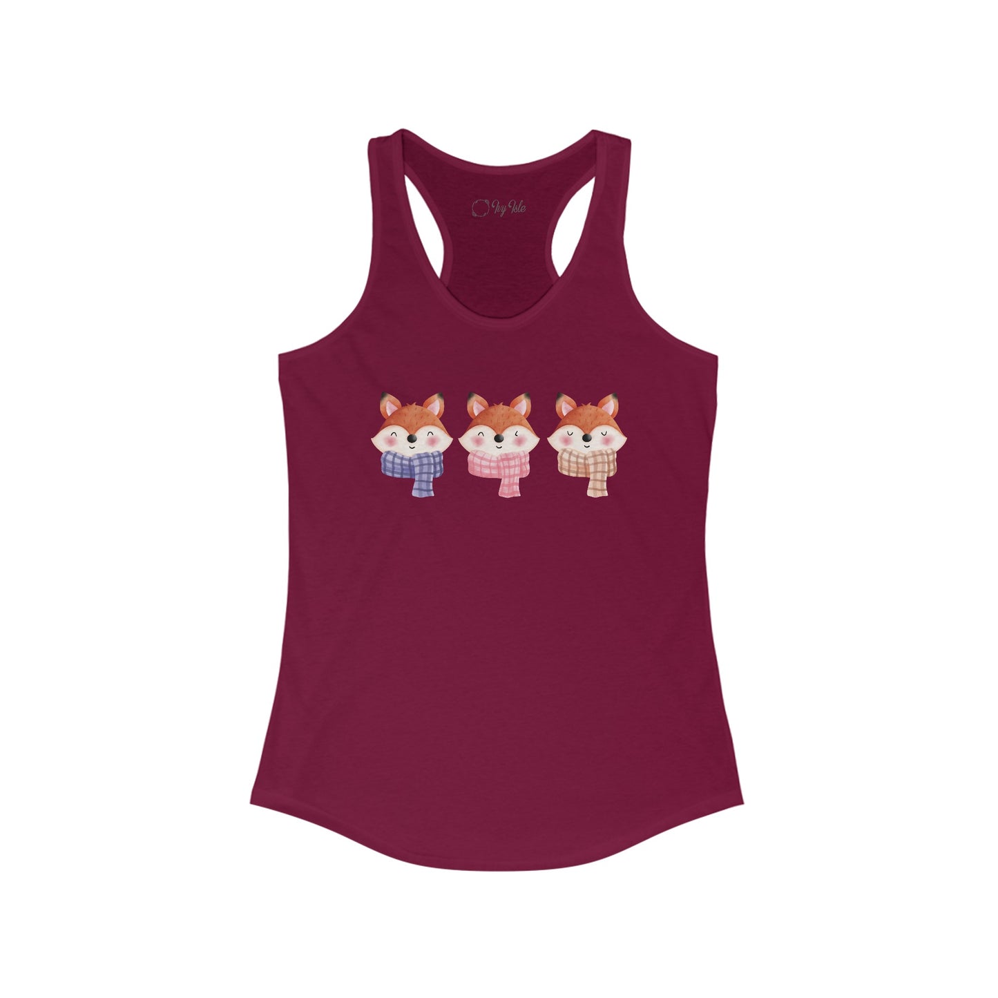Cute Foxes in Scarves Racerback Tank