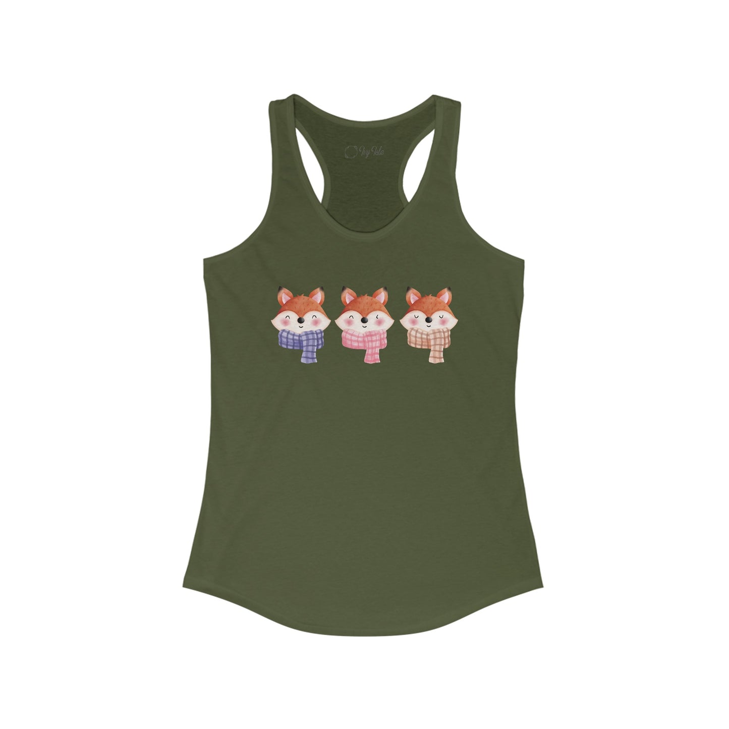 Cute Foxes in Scarves Racerback Tank
