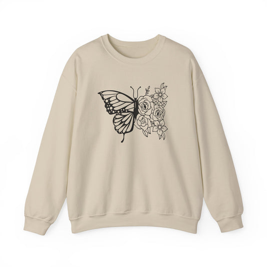 Butterfly and Flowers Sweatshirt
