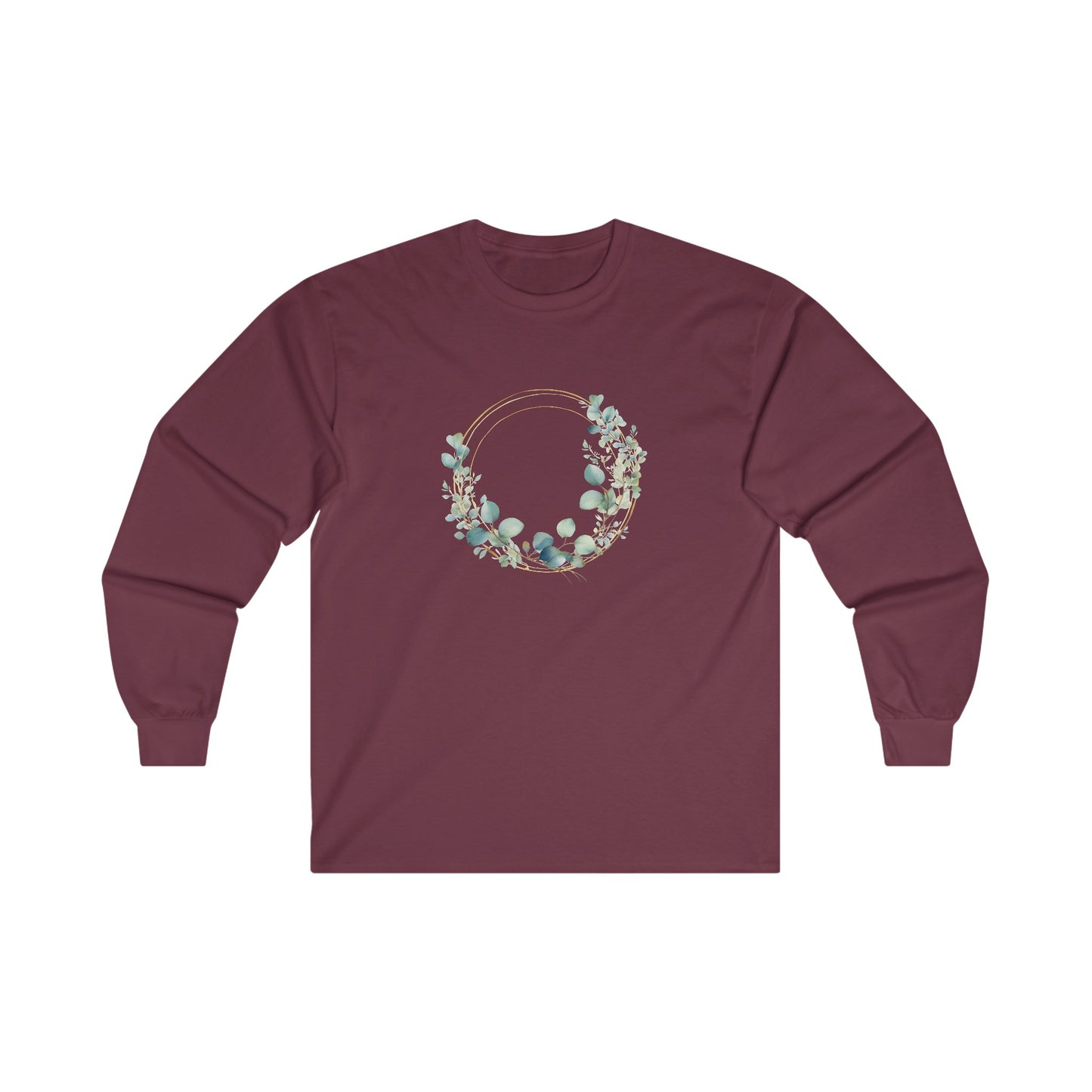 Watercolor Leaf Circle Long Sleeve Tee
