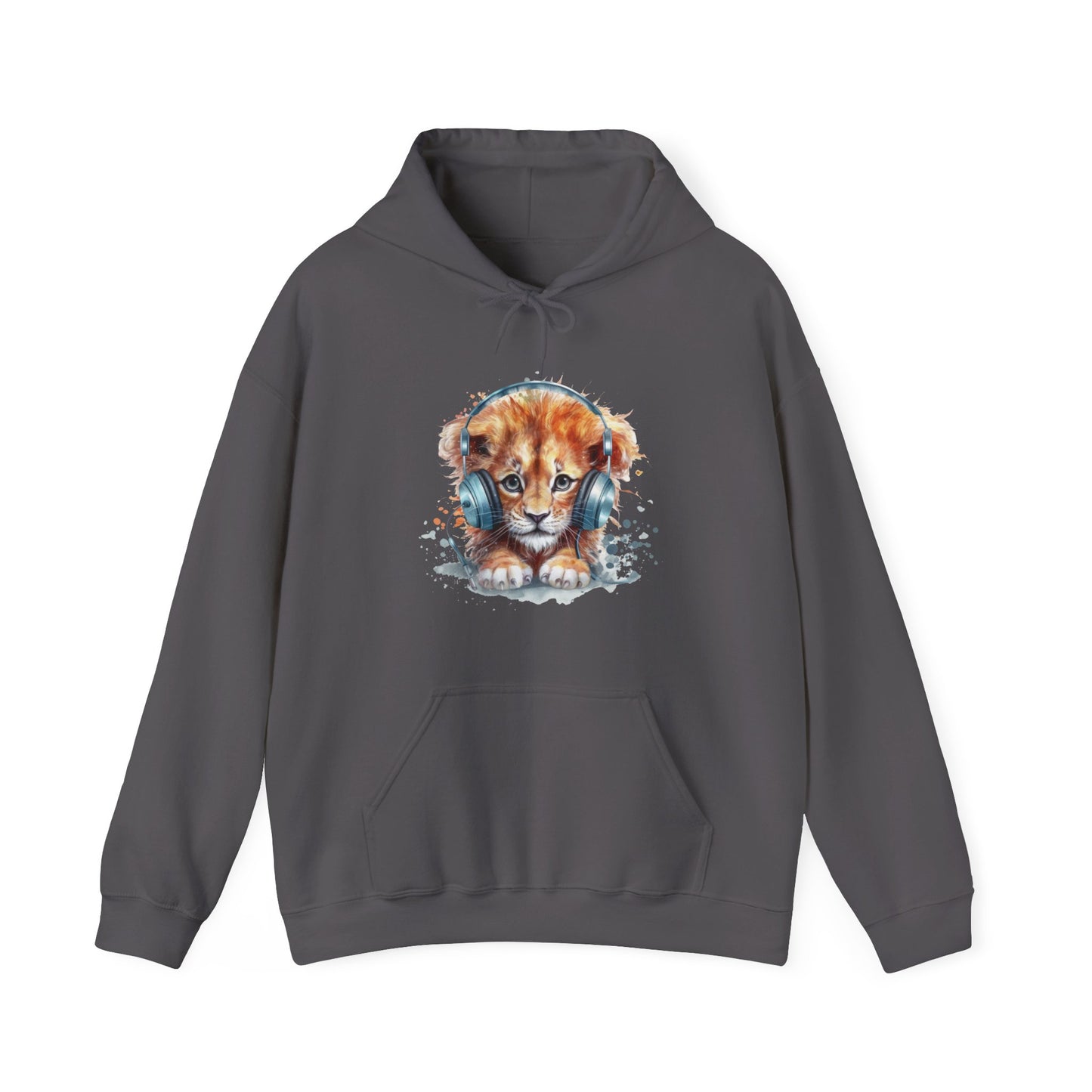 Lion with Headphones Hooded Sweatshirt