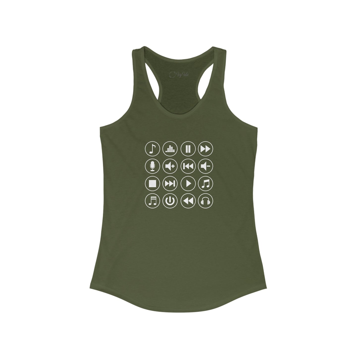 Music Player Symbols Racerback Tank