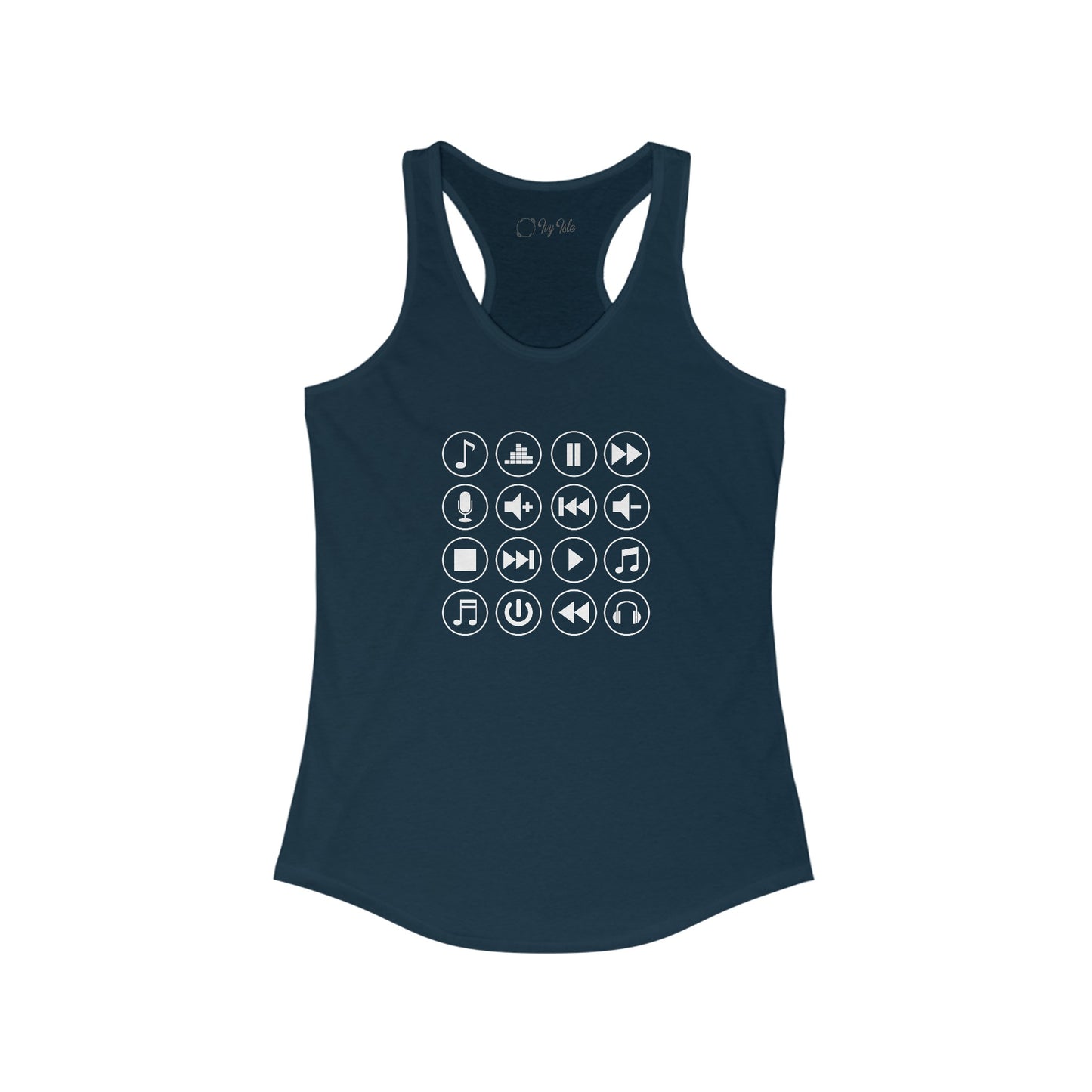 Music Player Symbols Racerback Tank