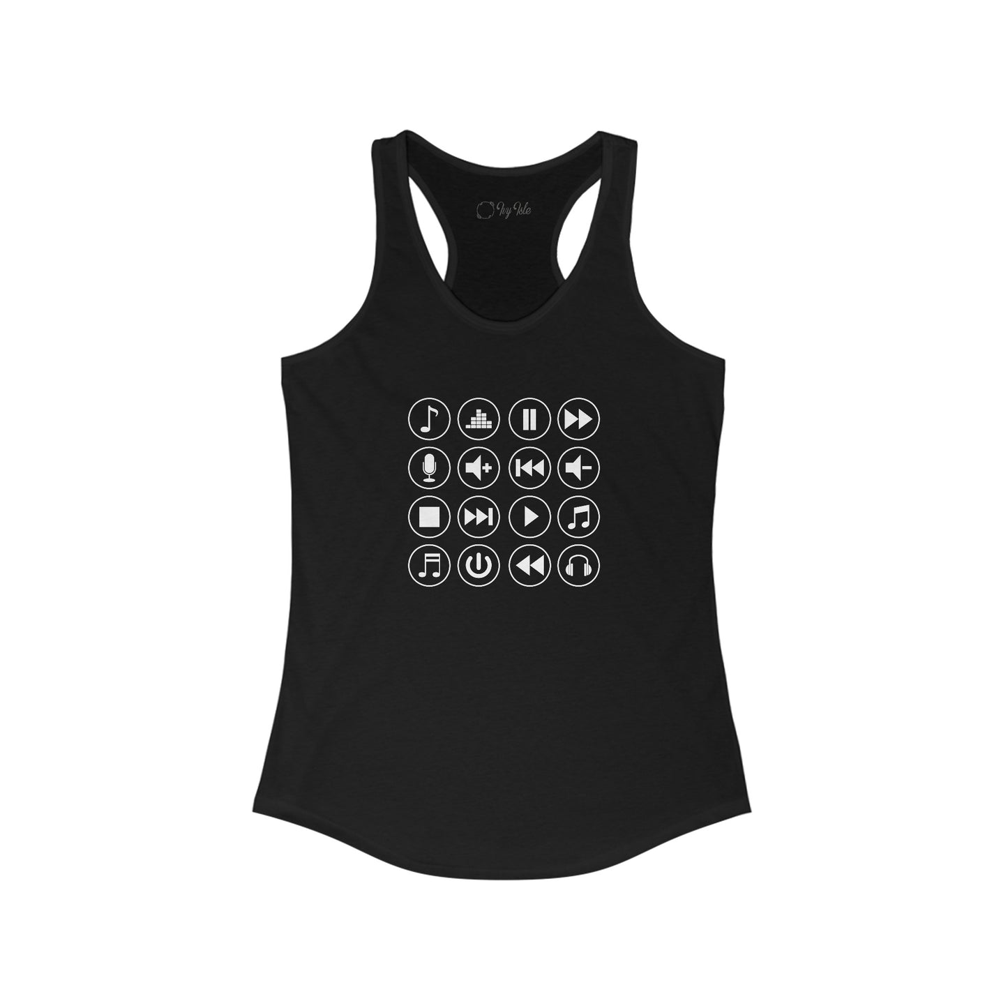 Music Player Symbols Racerback Tank