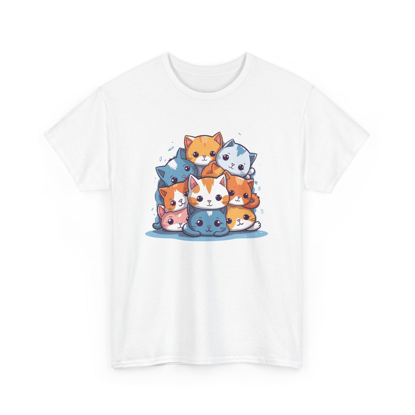 Cute Cat Pile Short Sleeve Tee