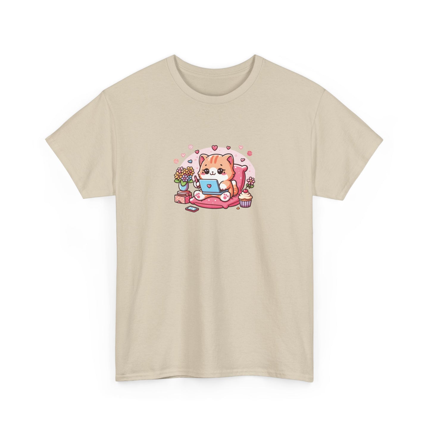 Cat with Laptop Short Sleeve Tee