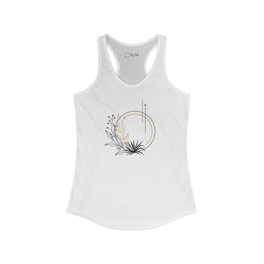 Black and Gold Leafy Circle Racerback Tank