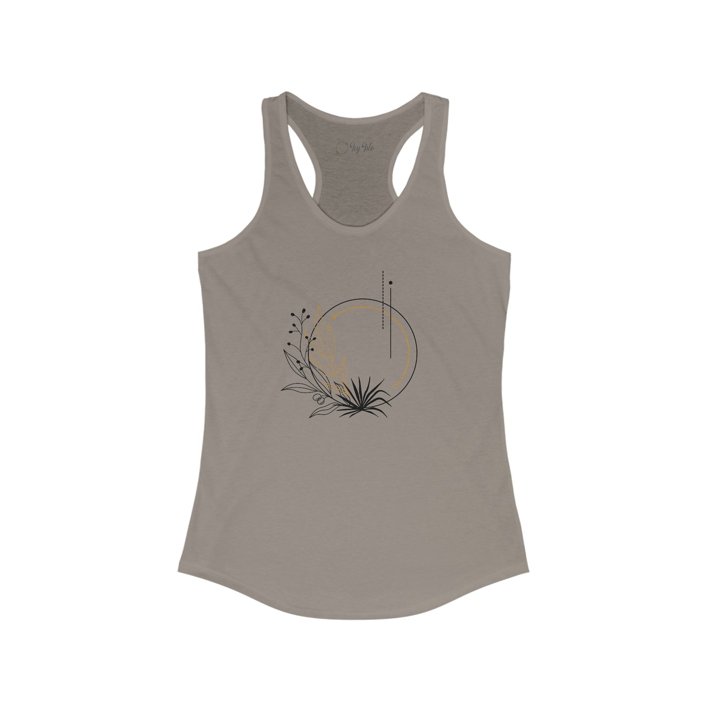 Black and Gold Leafy Circle Racerback Tank