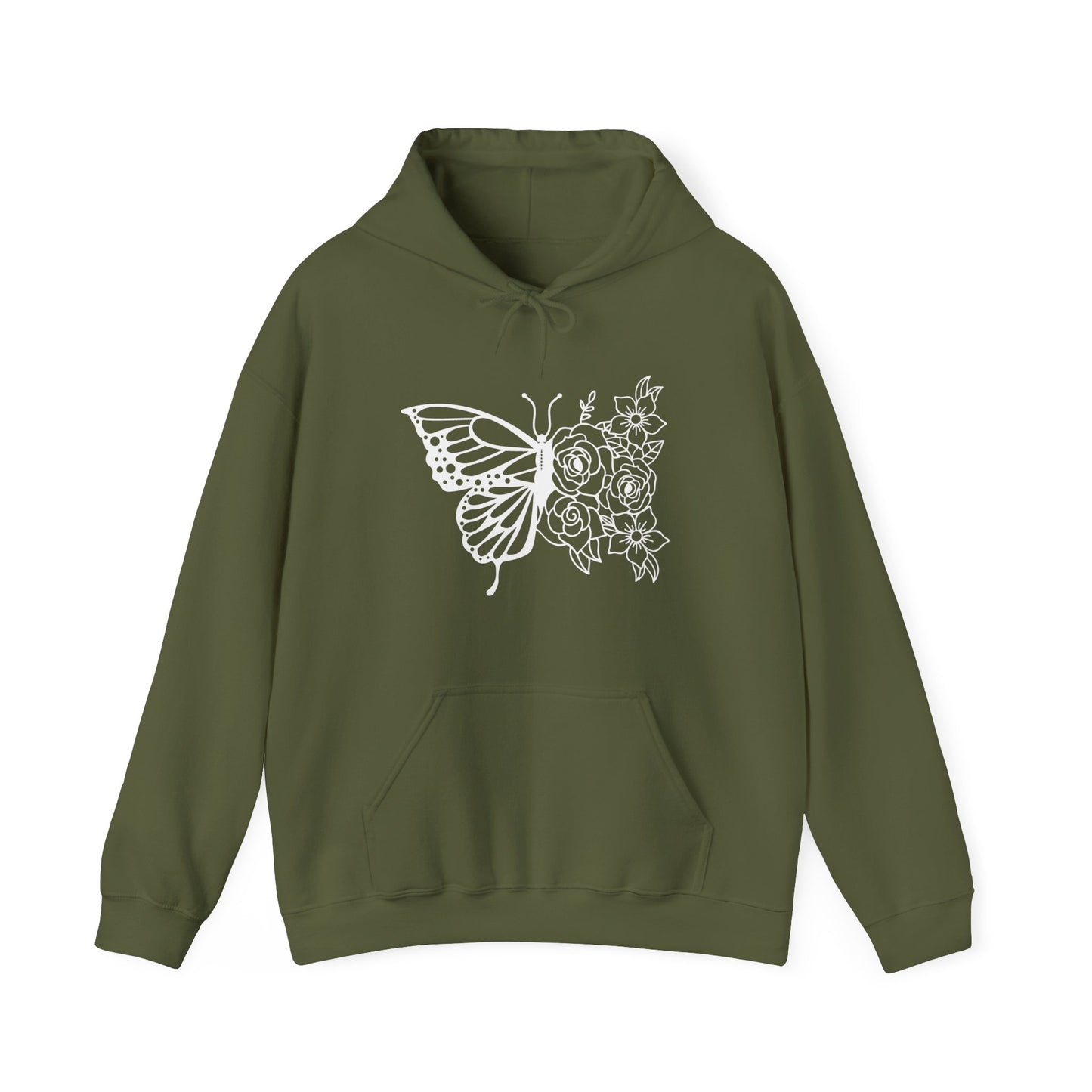 Butterfly and Flowers Hooded Sweatshirt