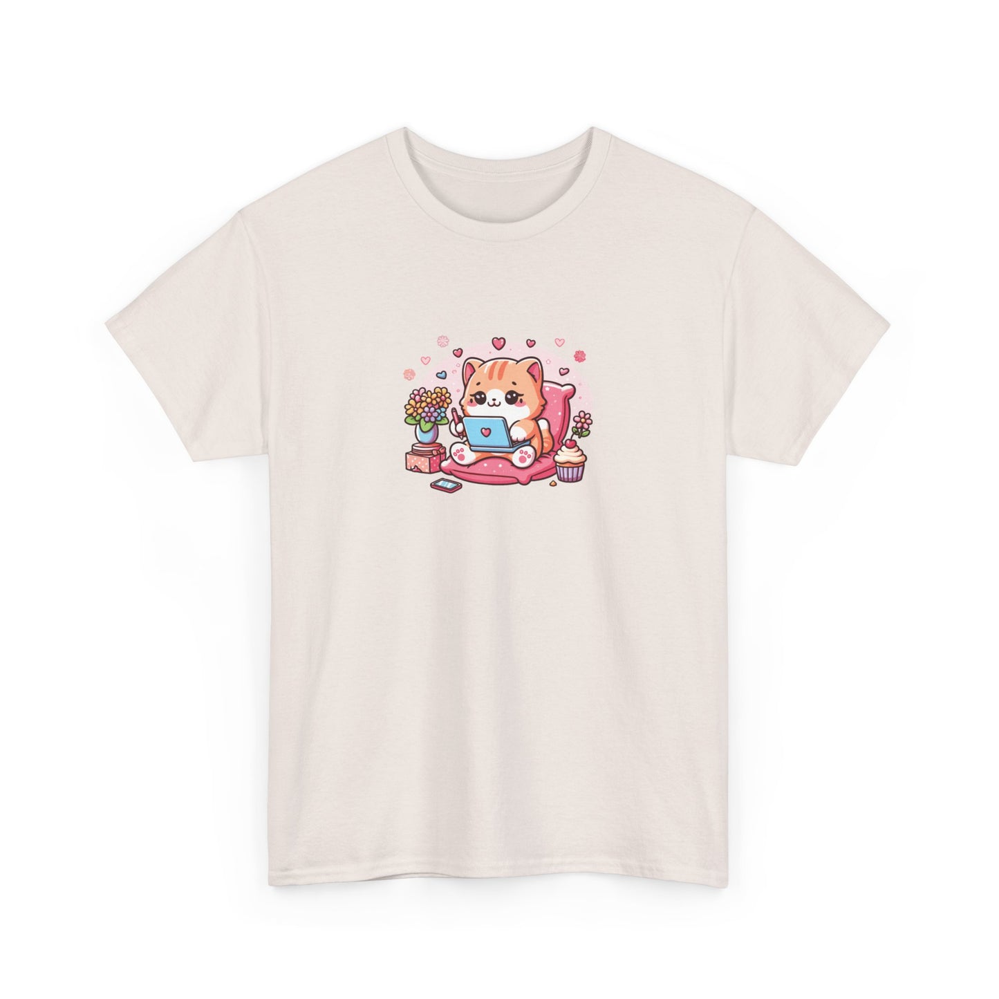 Cat with Laptop Short Sleeve Tee