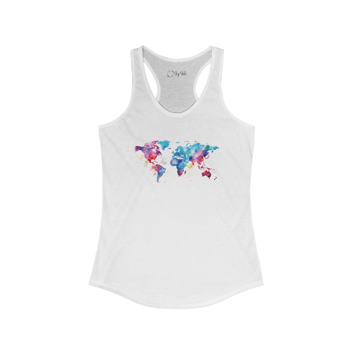 Watercolor World Map Racerback Tank