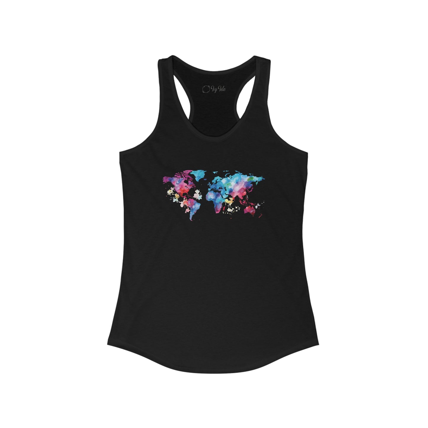 Watercolor World Map Racerback Tank