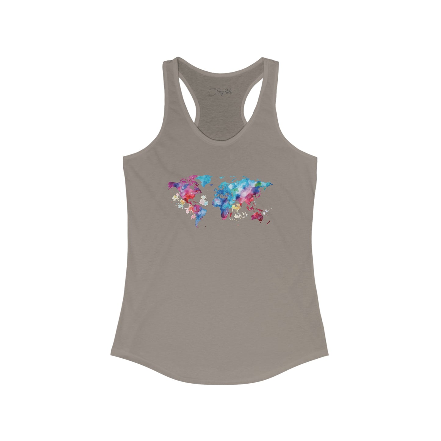 Watercolor World Map Racerback Tank