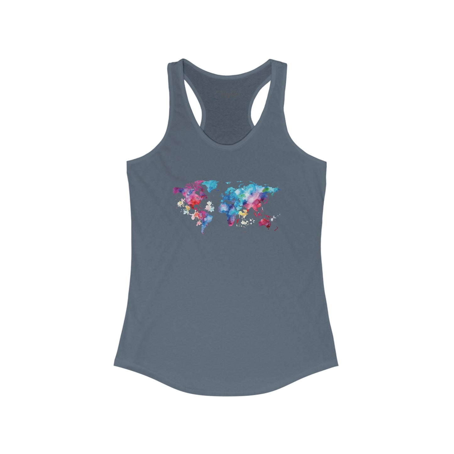 Watercolor World Map Racerback Tank