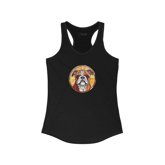 Stained Glass Bulldog Racerback Tank