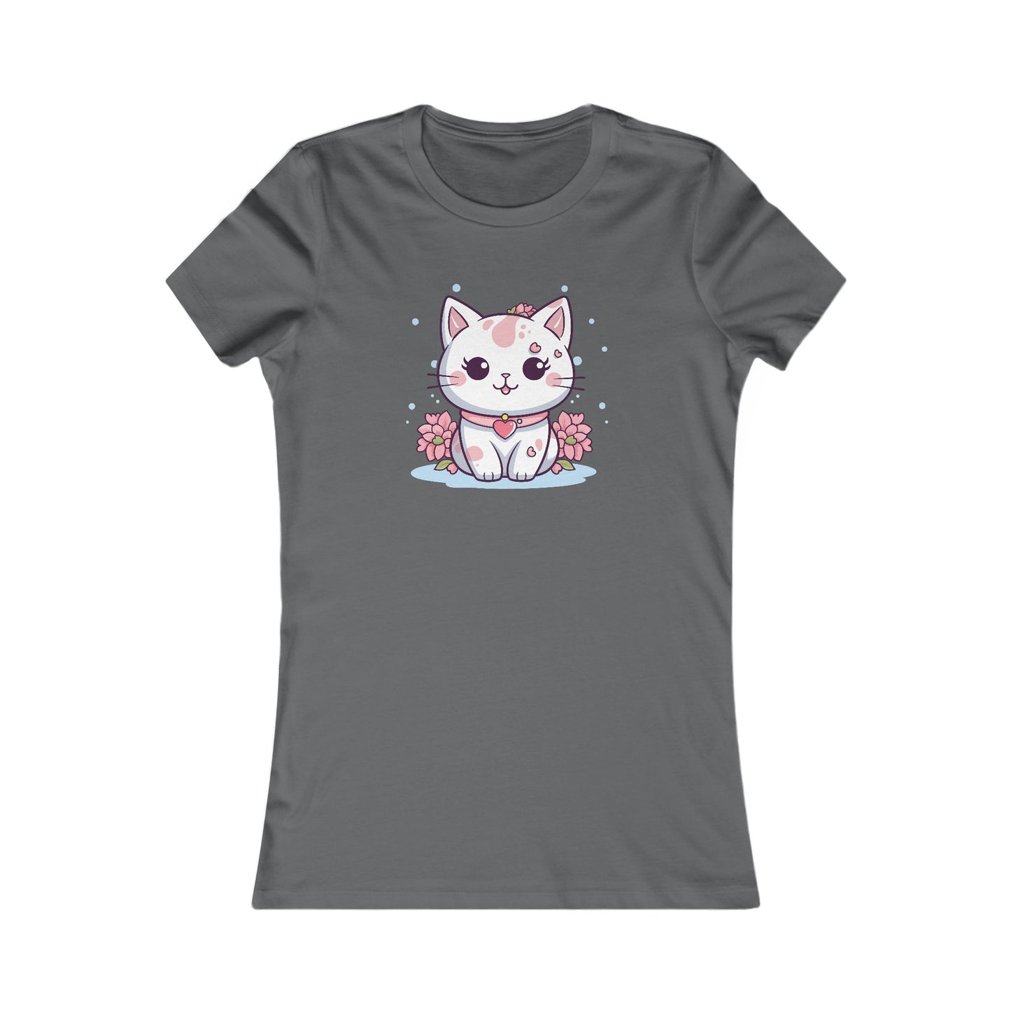 Cute Pink Cat Fitted Tee