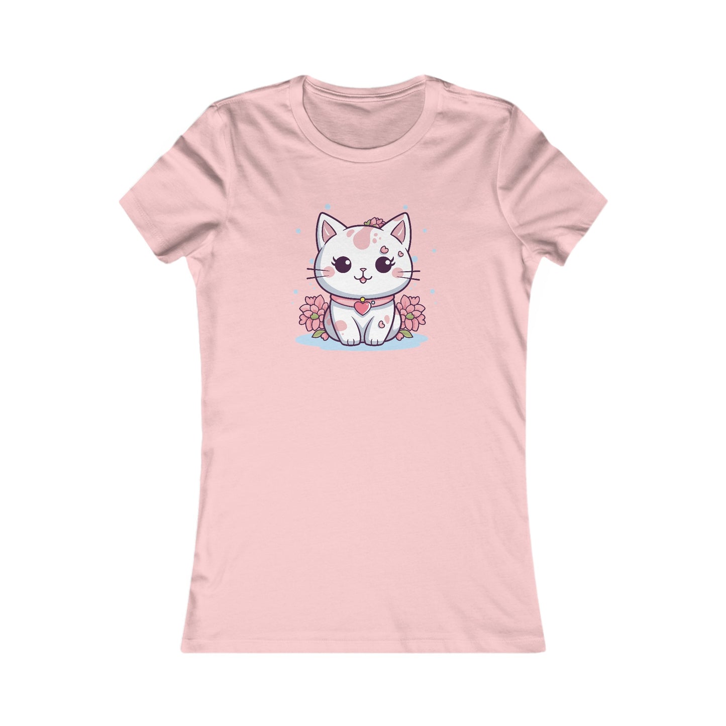 Cute Pink Cat Fitted Tee