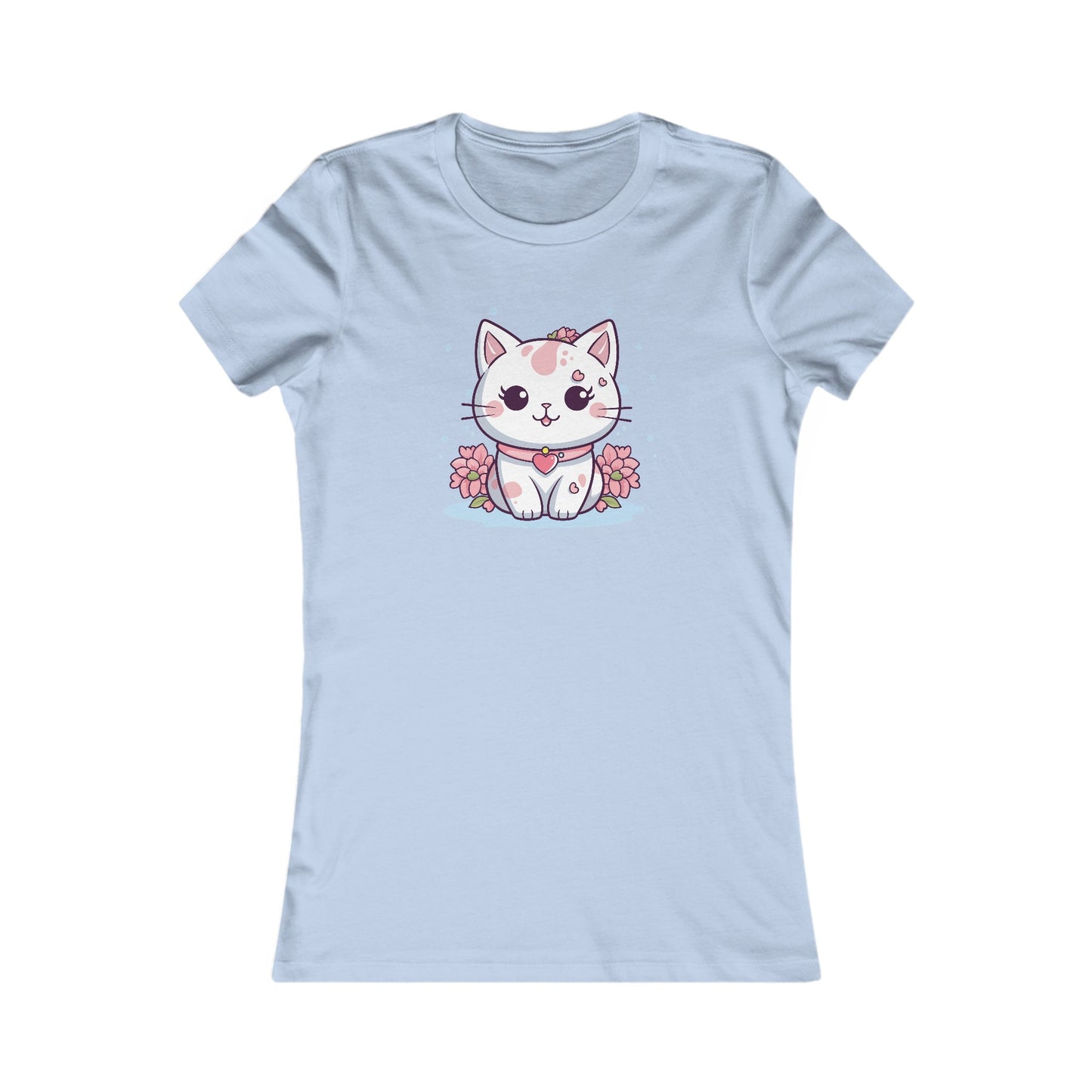 Cute Pink Cat Fitted Tee