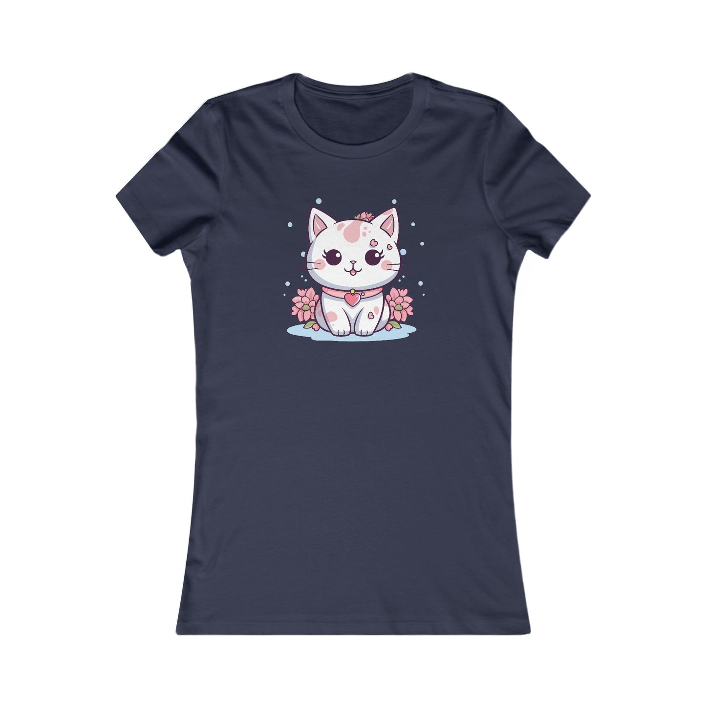 Cute Pink Cat Fitted Tee