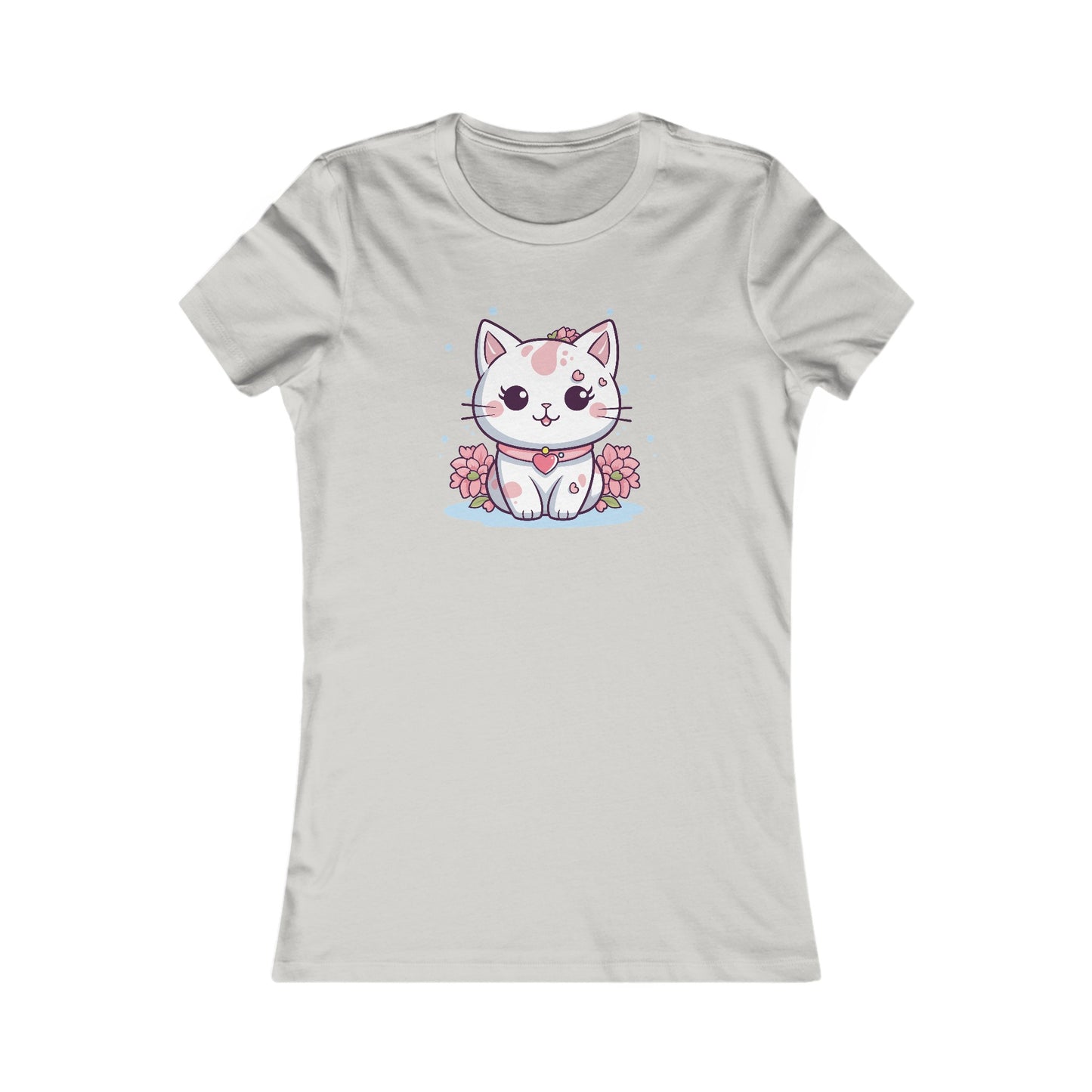 Cute Pink Cat Fitted Tee