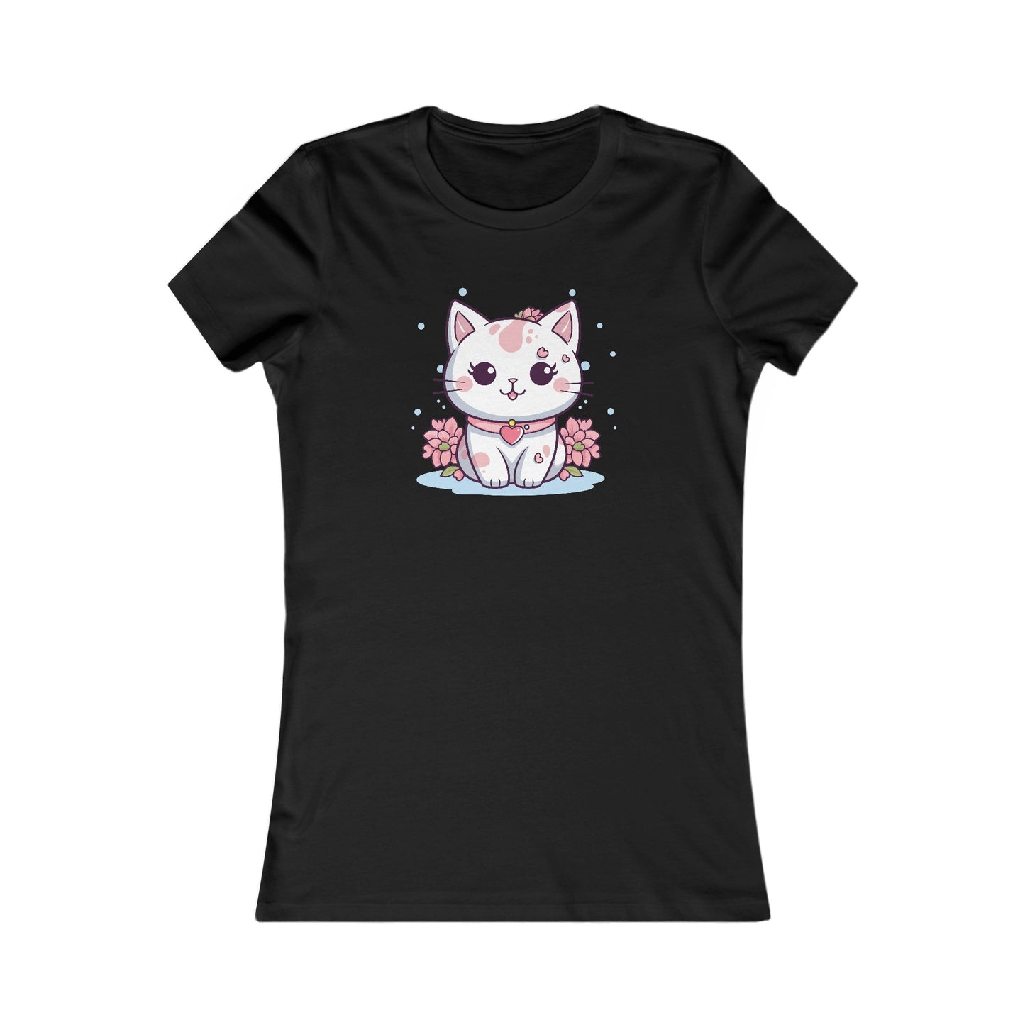 Cute Pink Cat Fitted Tee