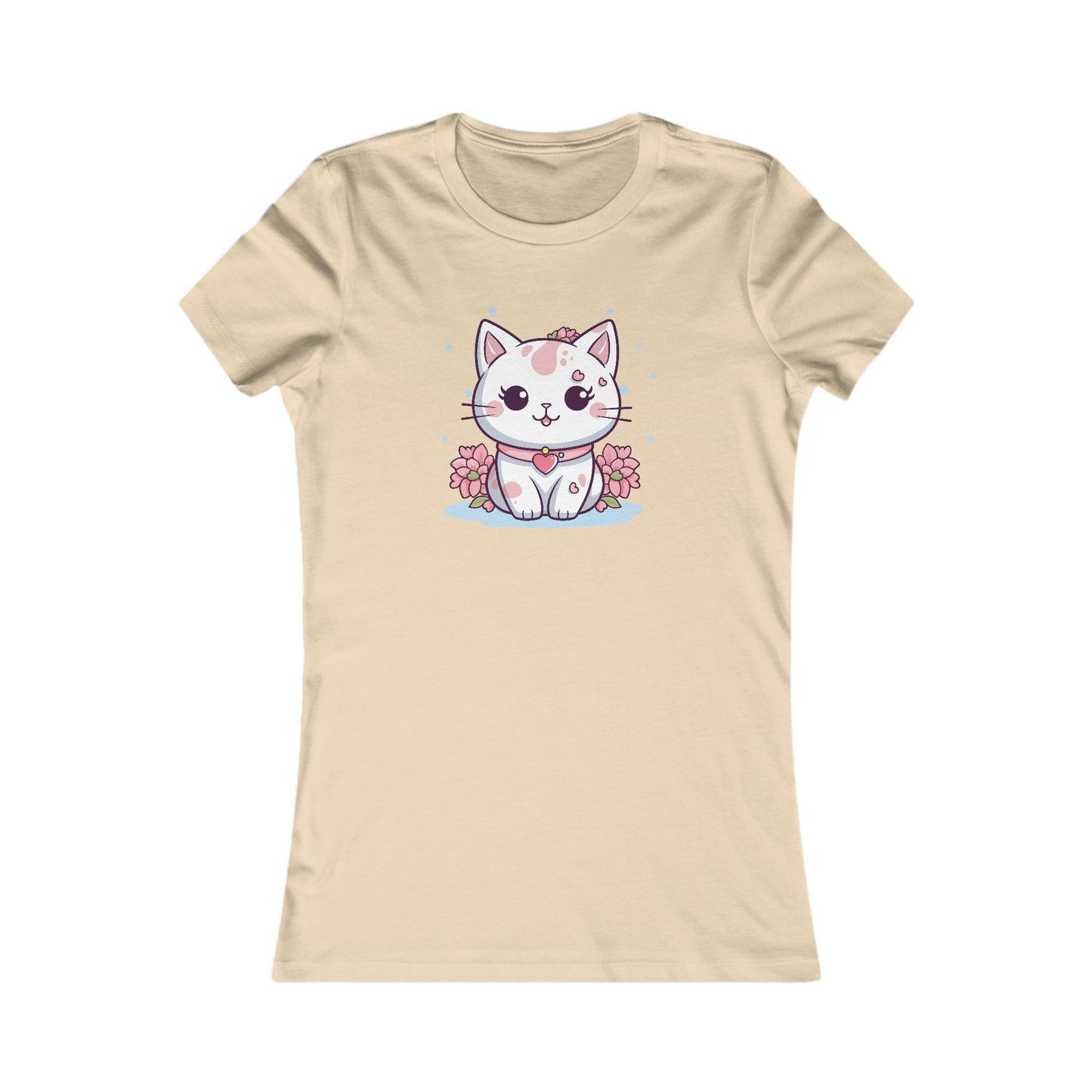 Cute Pink Cat Fitted Tee