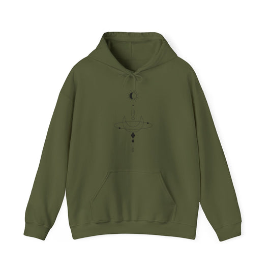 Linear Sun and Moon Hooded Sweatshirt
