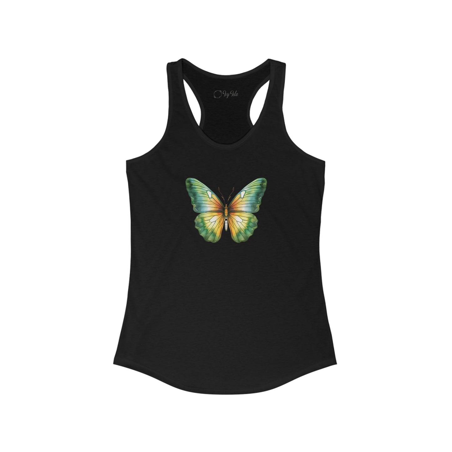 Green Watercolor Butterfly Racerback Tank