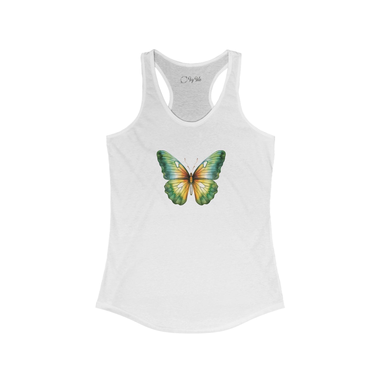 Green Watercolor Butterfly Racerback Tank
