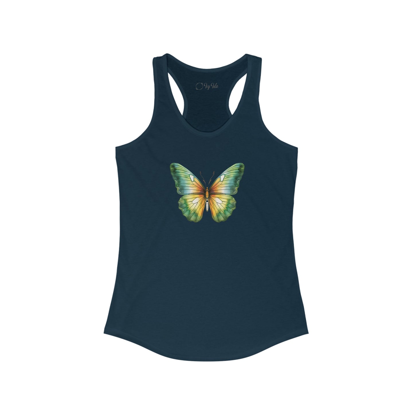 Green Watercolor Butterfly Racerback Tank
