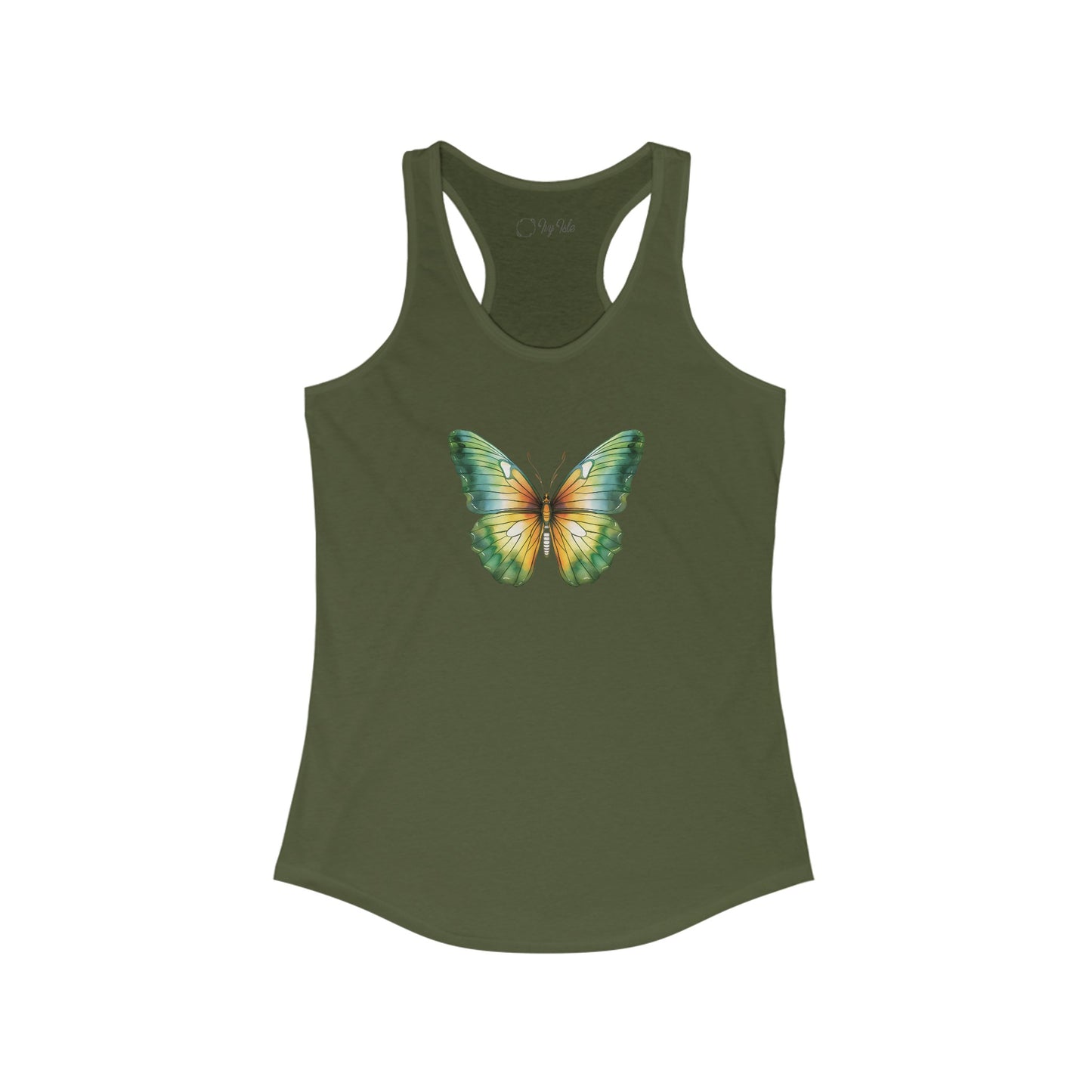Green Watercolor Butterfly Racerback Tank