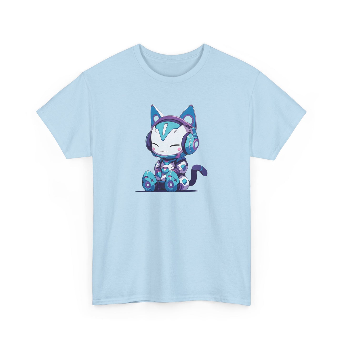 Futuristic Cat with Headphones Short Sleeve Tee