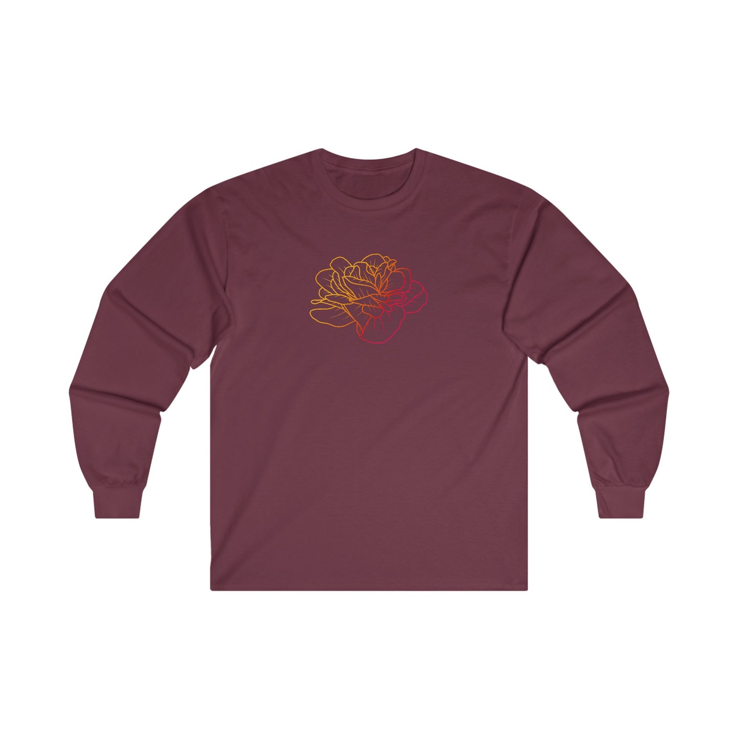 Colorful Rose Outline Long Sleeve Tee