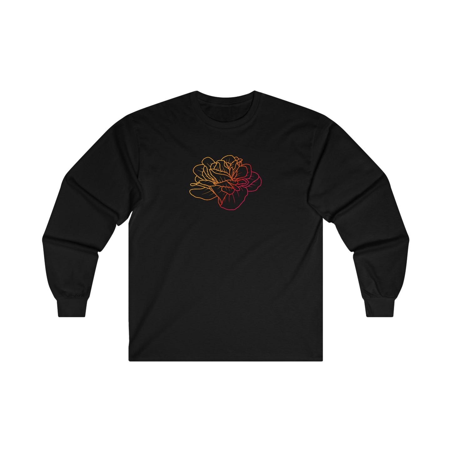 Colorful Rose Outline Long Sleeve Tee