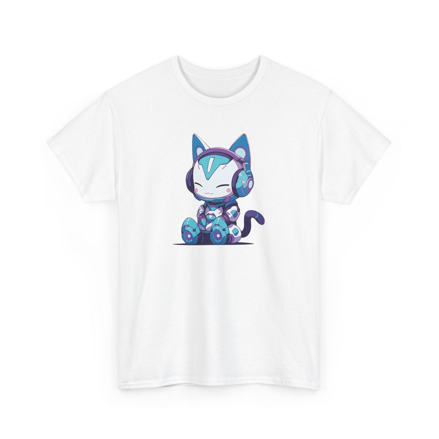 Futuristic Cat with Headphones Short Sleeve Tee