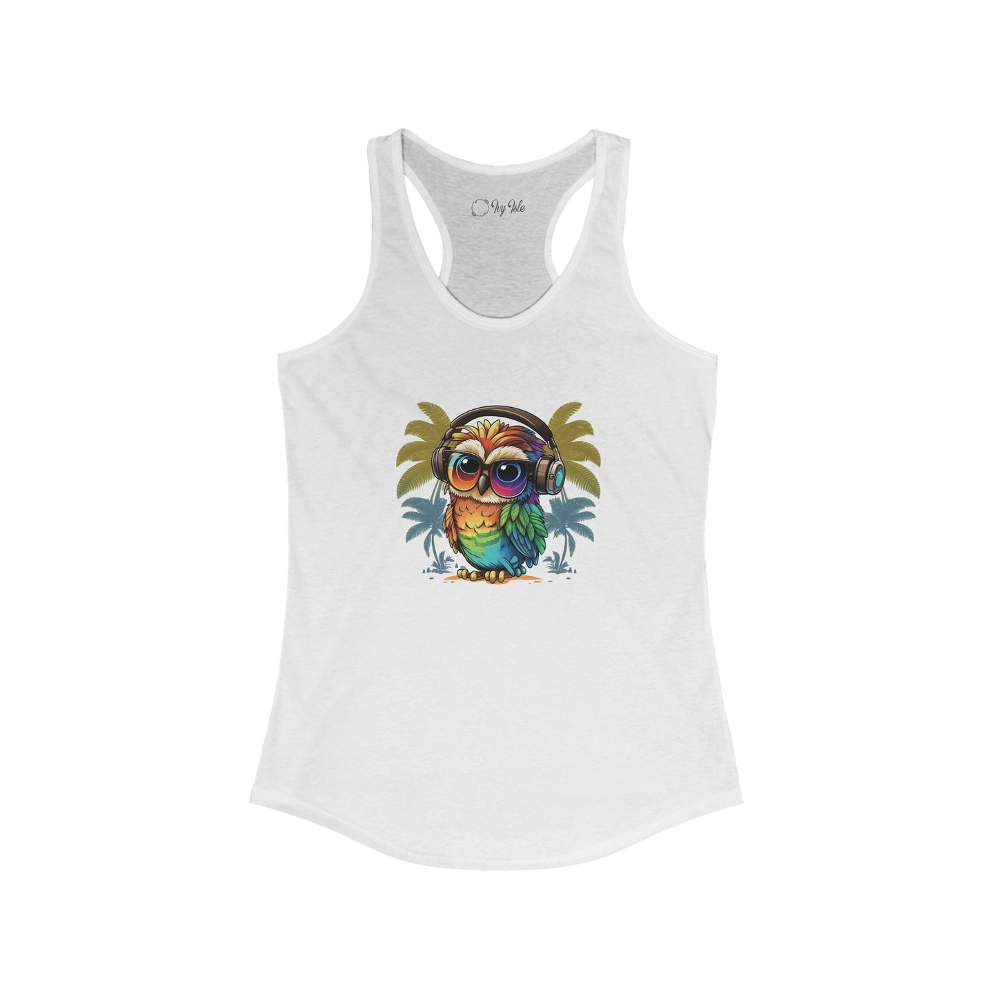 Owl with Headphones Racerback Tank