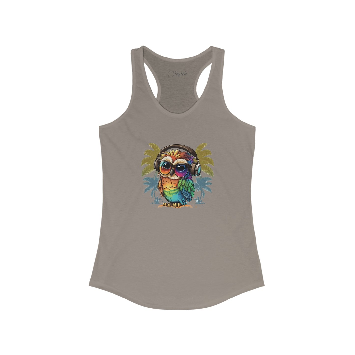 Owl with Headphones Racerback Tank