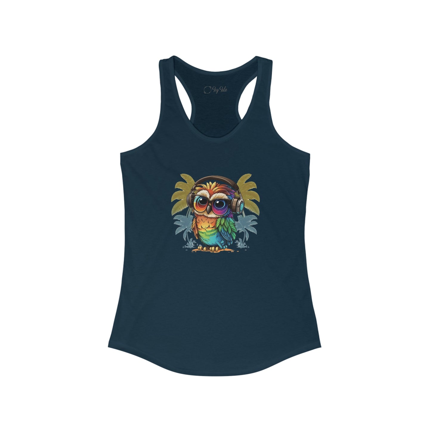 Owl with Headphones Racerback Tank