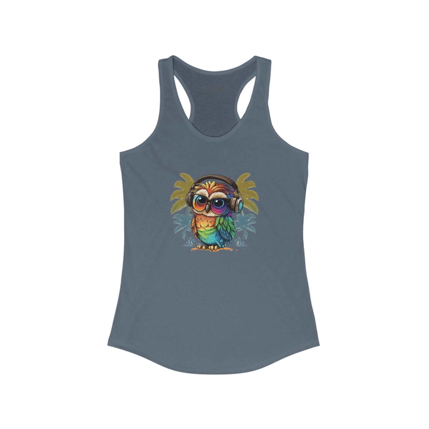 Owl with Headphones Racerback Tank